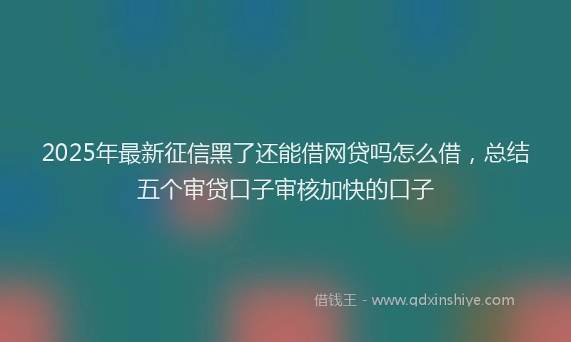 2025年最新征信黑了还能借网贷吗怎么借，总结五个审贷口子审核加快的口子