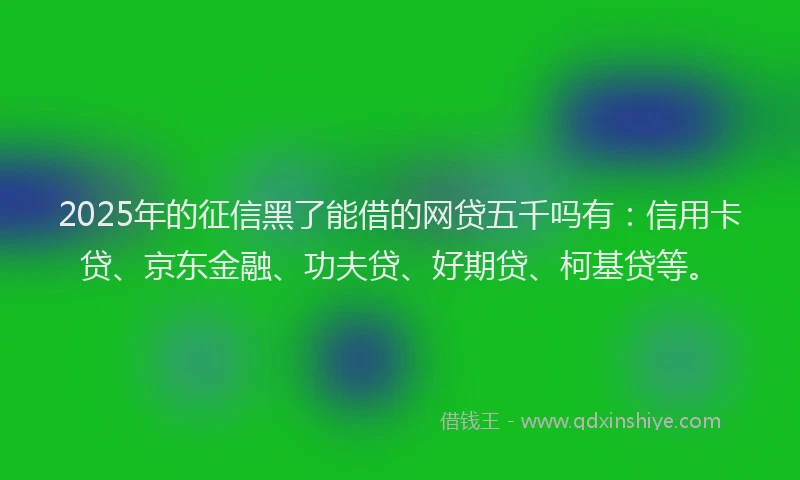 2025年的征信黑了能借的网贷五千吗有：信用卡贷、京东金融、功夫贷、好期贷、柯基贷等。
