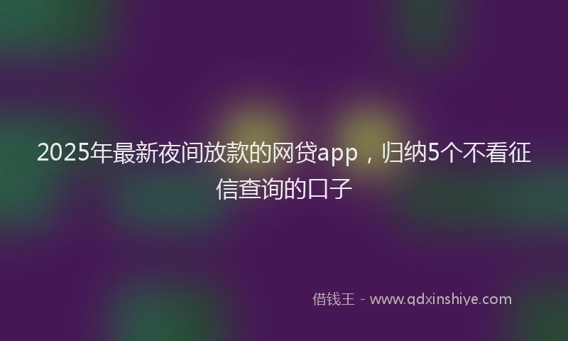 2025年最新夜间放款的网贷app，归纳5个不看征信查询的口子