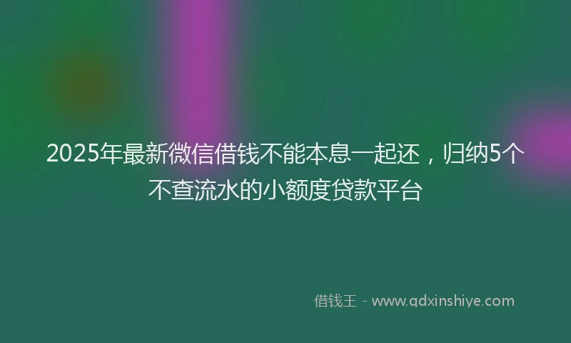 2025年最新微信借钱不能本息一起还，归纳5个不查流水的小额度贷款平台