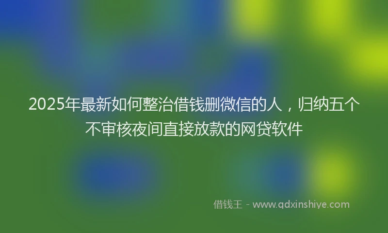 2025年最新如何整治借钱删微信的人，归纳五个不审核夜间直接放款的网贷软件