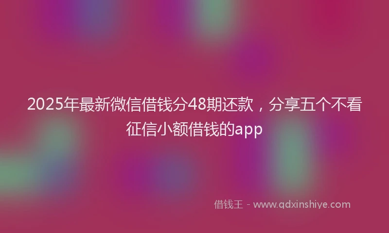 2025年最新微信借钱分48期还款，分享五个不看征信小额借钱的app