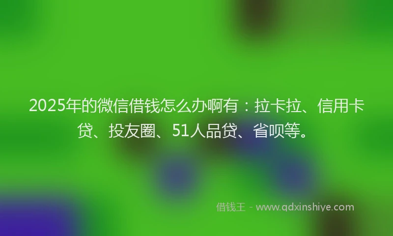 2025年的微信借钱怎么办啊有：拉卡拉、信用卡贷、投友圈、51人品贷、省呗等。