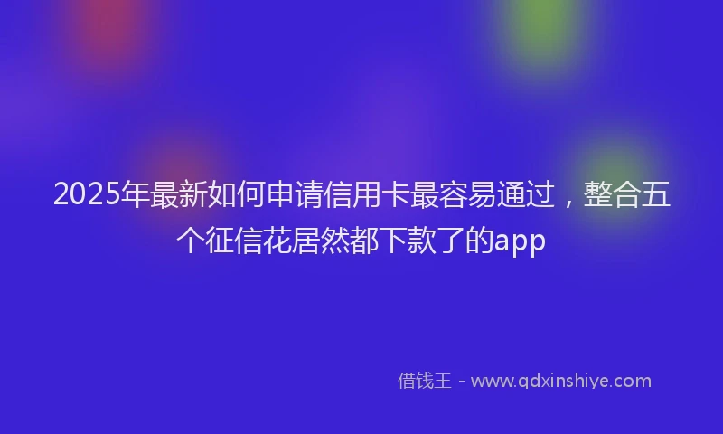 2025年最新如何申请信用卡最容易通过，整合五个征信花居然都下款了的app