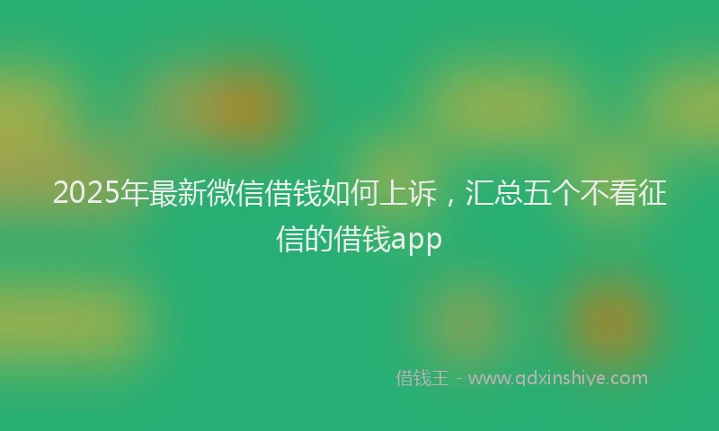 2025年最新微信借钱如何上诉，汇总五个不看征信的借钱app