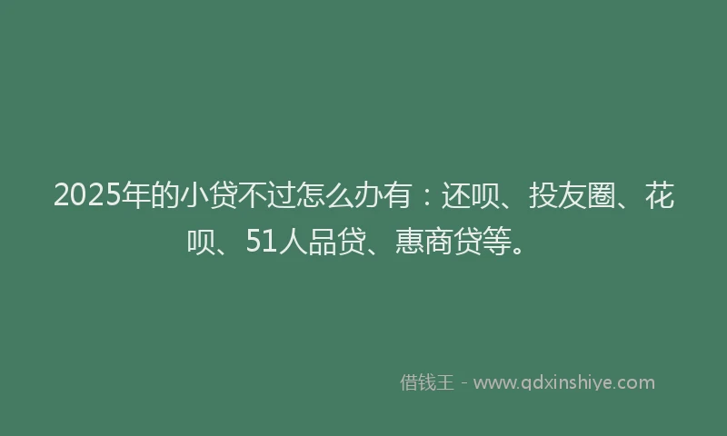 2025年的小贷不过怎么办有：还呗、投友圈、花呗、51人品贷、惠商贷等。