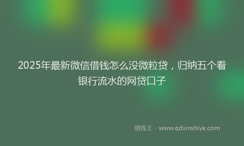 2025年最新微信借钱怎么没微粒贷，归纳五个看银行流水的网贷口子