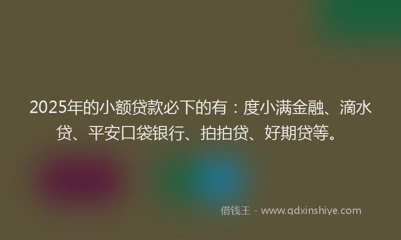 2025年的小额贷款必下的有：度小满金融、滴水贷、平安口袋银行、拍拍贷、好期贷等。