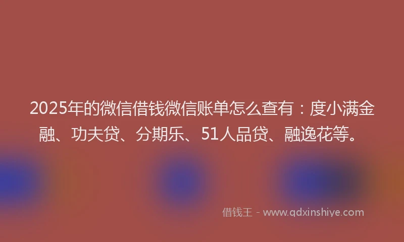 2025年的微信借钱微信账单怎么查有：度小满金融、功夫贷、分期乐、51人品贷、融逸花等。
