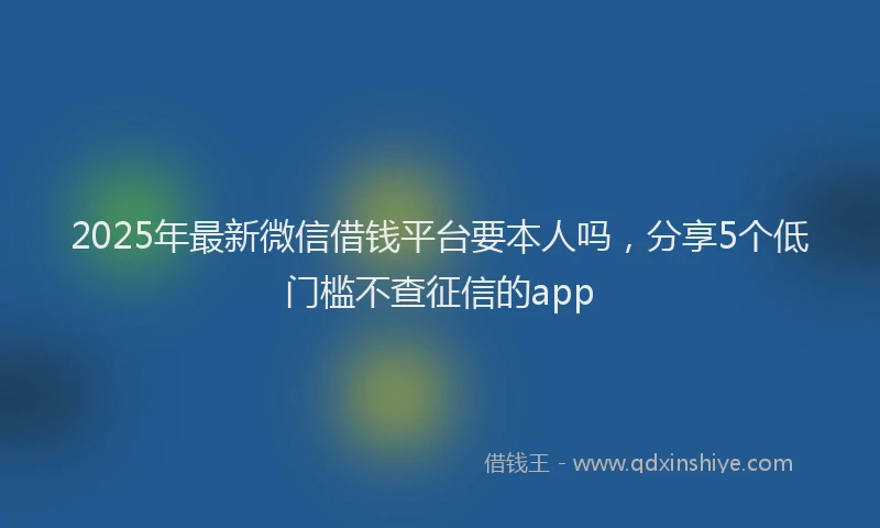 2025年最新微信借钱平台要本人吗，分享5个低门槛不查征信的app
