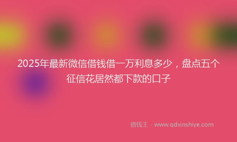 2025年最新微信借钱借一万利息多少，盘点五个征信花居然都下款的口子