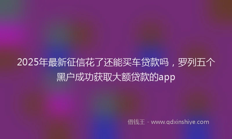 2025年最新征信花了还能买车贷款吗，罗列五个黑户成功获取大额贷款的app