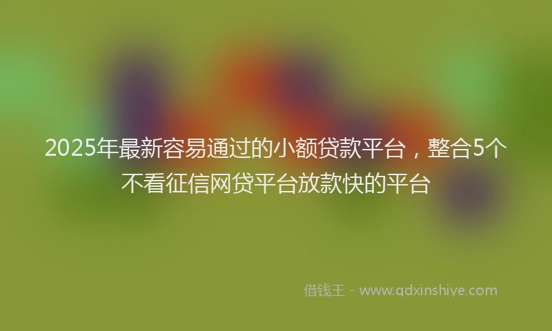 2025年最新容易通过的小额贷款平台，整合5个不看征信网贷平台放款快的平台