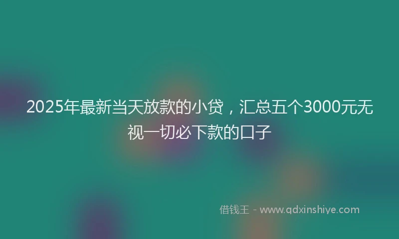 2025年最新当天放款的小贷，汇总五个3000元无视一切必下款的口子