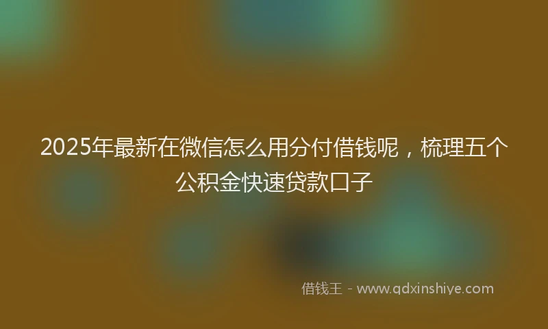 2025年最新在微信怎么用分付借钱呢，梳理五个公积金快速贷款口子