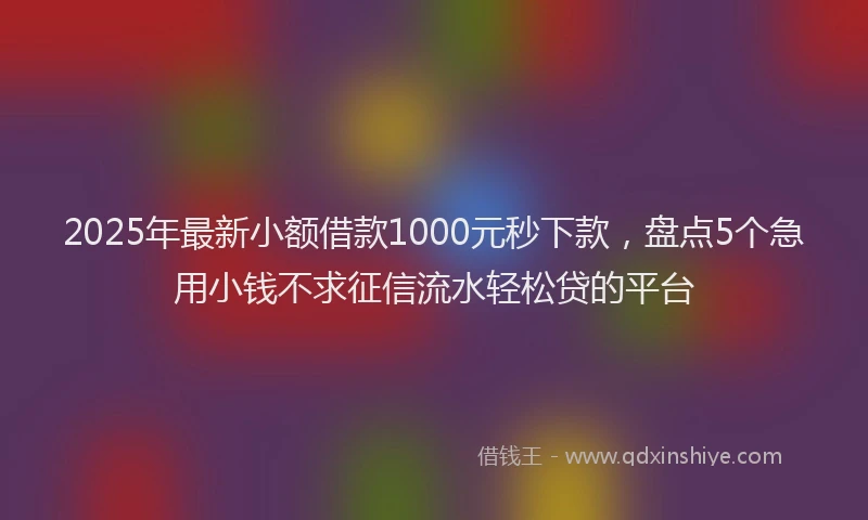2025年最新小额借款1000元秒下款，盘点5个急用小钱不求征信流水轻松贷的平台
