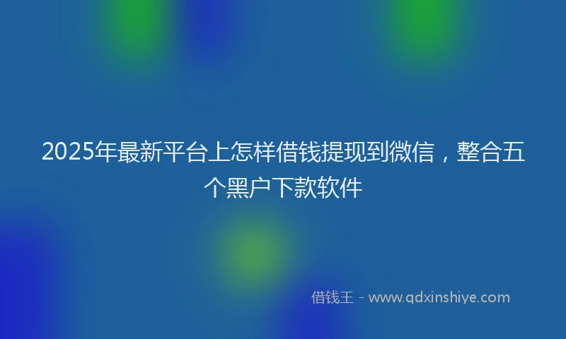 2025年最新平台上怎样借钱提现到微信，整合五个黑户下款软件
