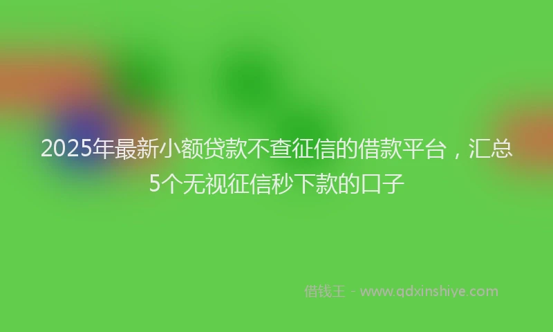 2025年最新小额贷款不查征信的借款平台，汇总5个无视征信秒下款的口子