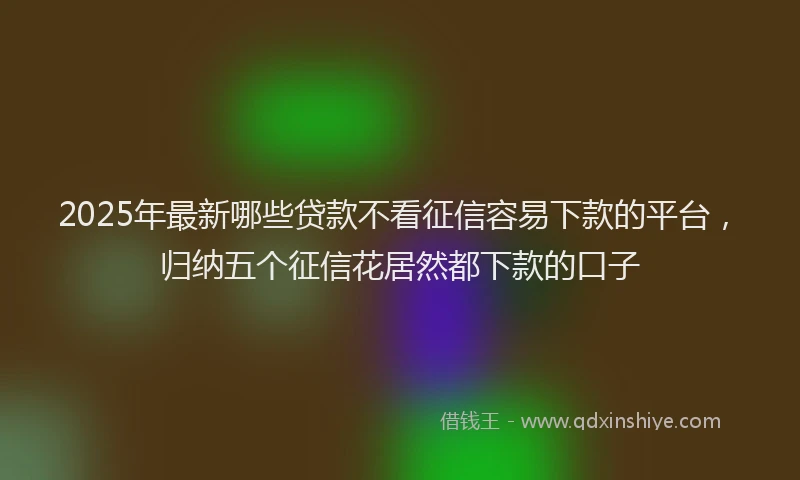 2025年最新哪些贷款不看征信容易下款的平台，归纳五个征信花居然都下款的口子