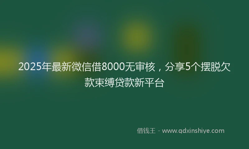 2025年最新微信借8000无审核，分享5个摆脱欠款束缚贷款新平台