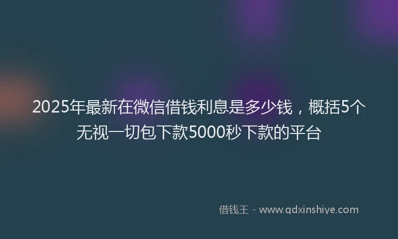 2025年最新在微信借钱利息是多少钱，概括5个无视一切包下款5000秒下款的平台