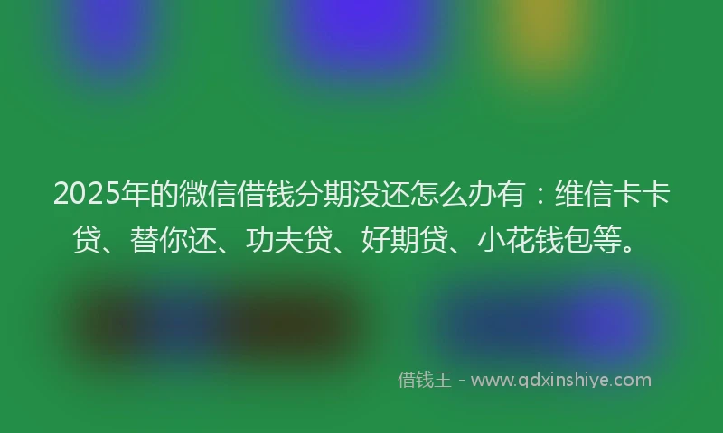 2025年的微信借钱分期没还怎么办有：维信卡卡贷、替你还、功夫贷、好期贷、小花钱包等。