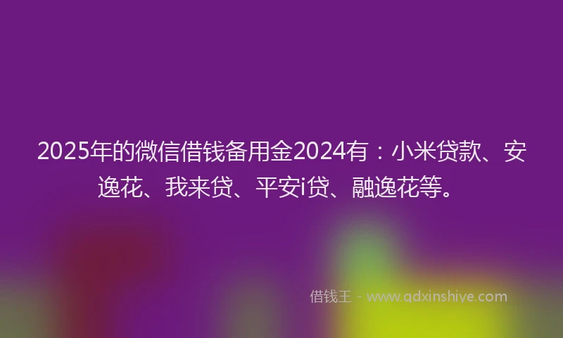 2025年的微信借钱备用金2024有：小米贷款、安逸花、我来贷、平安i贷、融逸花等。