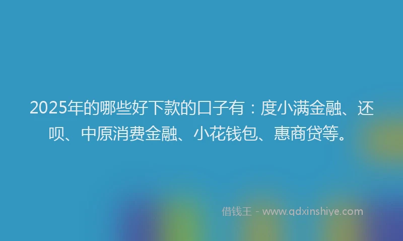 2025年的哪些好下款的口子有：度小满金融、还呗、中原消费金融、小花钱包、惠商贷等。