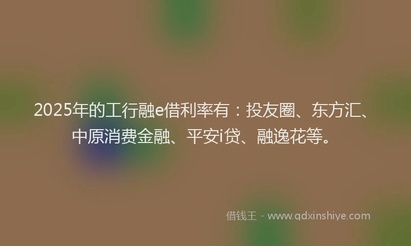 2025年的工行融e借利率有：投友圈、东方汇、中原消费金融、平安i贷、融逸花等。