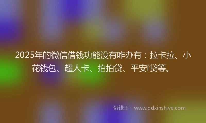 2025年的微信借钱功能没有咋办有：拉卡拉、小花钱包、超人卡、拍拍贷、平安i贷等。