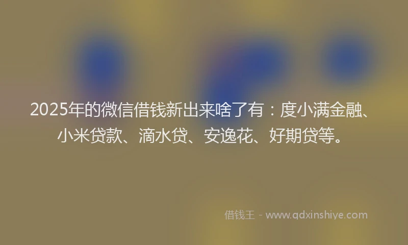 2025年的微信借钱新出来啥了有：度小满金融、小米贷款、滴水贷、安逸花、好期贷等。