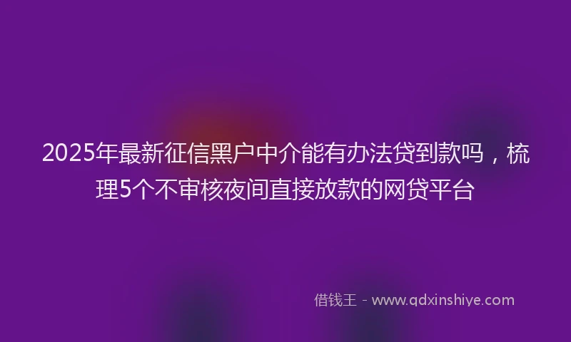 2025年最新征信黑户中介能有办法贷到款吗，梳理5个不审核夜间直接放款的网贷平台