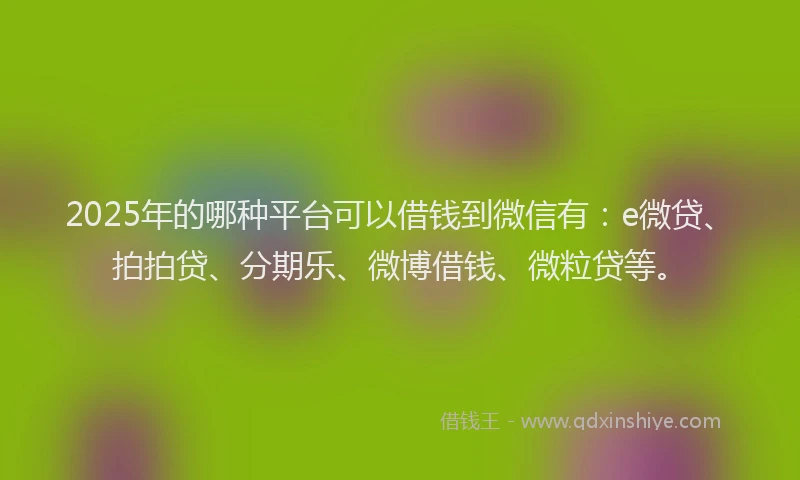 2025年的哪种平台可以借钱到微信有：e微贷、拍拍贷、分期乐、微博借钱、微粒贷等。