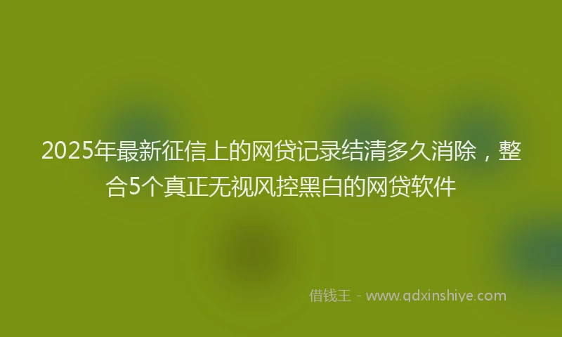 2025年最新征信上的网贷记录结清多久消除，整合5个真正无视风控黑白的网贷软件