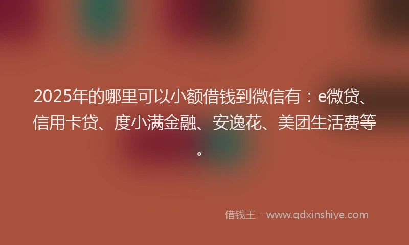 2025年的哪里可以小额借钱到微信有：e微贷、信用卡贷、度小满金融、安逸花、美团生活费等。