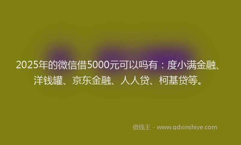 2025年的微信借5000元可以吗有：度小满金融、洋钱罐、京东金融、人人贷、柯基贷等。