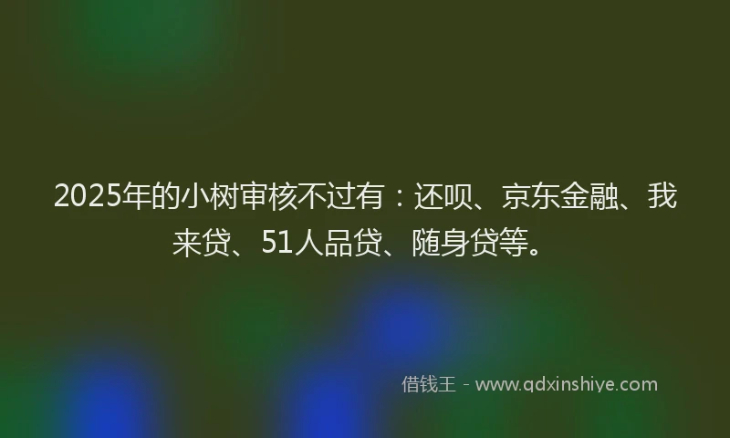 2025年的小树审核不过有：还呗、京东金融、我来贷、51人品贷、随身贷等。