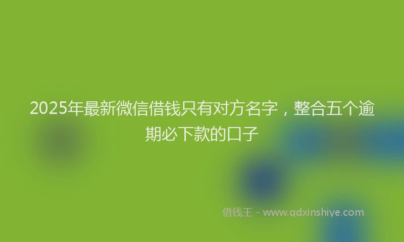 2025年最新微信借钱只有对方名字，整合五个逾期必下款的口子