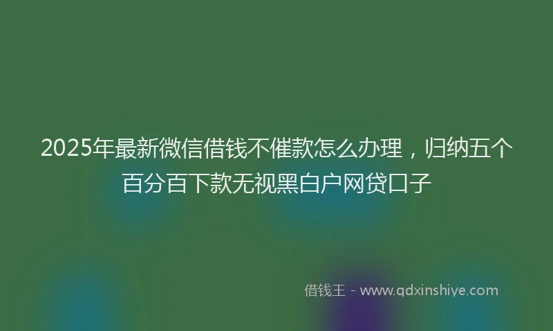 2025年最新微信借钱不催款怎么办理，归纳五个百分百下款无视黑白户网贷口子