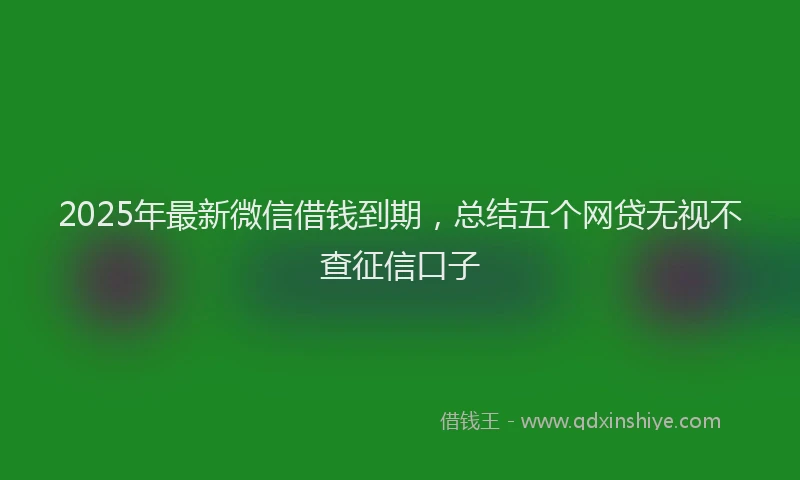 2025年最新微信借钱到期，总结五个网贷无视不查征信口子