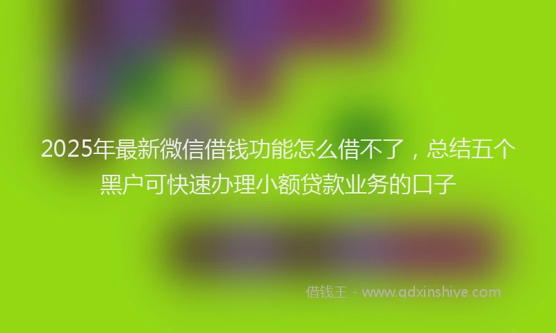 2025年最新微信借钱功能怎么借不了，总结五个黑户可快速办理小额贷款业务的口子