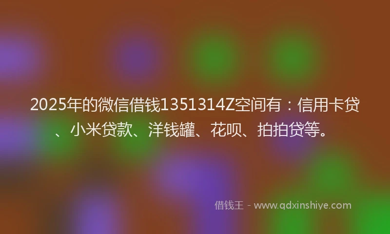 2025年的微信借钱1351314Z空间有：信用卡贷、小米贷款、洋钱罐、花呗、拍拍贷等。