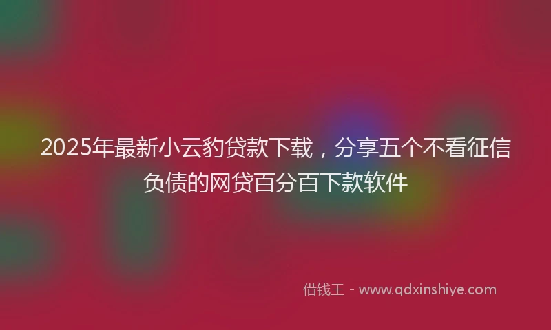 2025年最新小云豹贷款下载，分享五个不看征信负债的网贷百分百下款软件