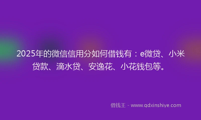 2025年的微信信用分如何借钱有：e微贷、小米贷款、滴水贷、安逸花、小花钱包等。