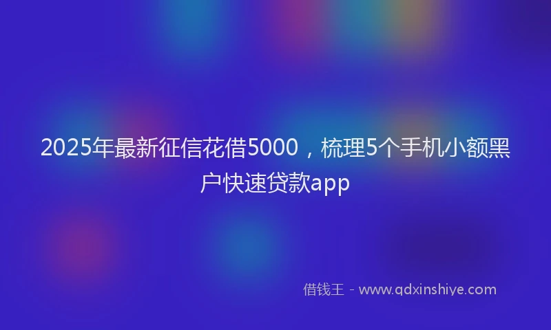 2025年最新征信花借5000，梳理5个手机小额黑户快速贷款app