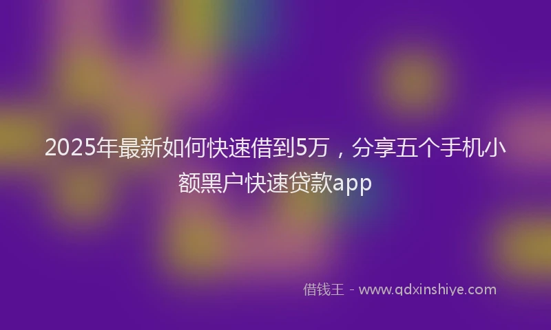 2025年最新如何快速借到5万，分享五个手机小额黑户快速贷款app