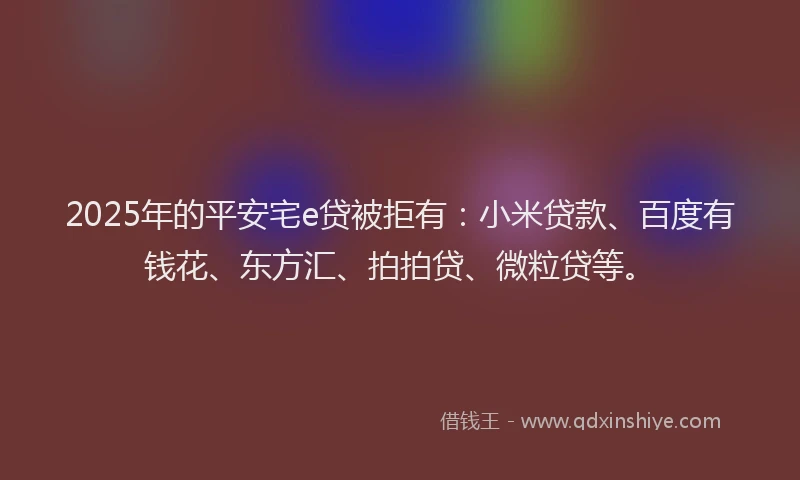 2025年的平安宅e贷被拒有：小米贷款、百度有钱花、东方汇、拍拍贷、微粒贷等。
