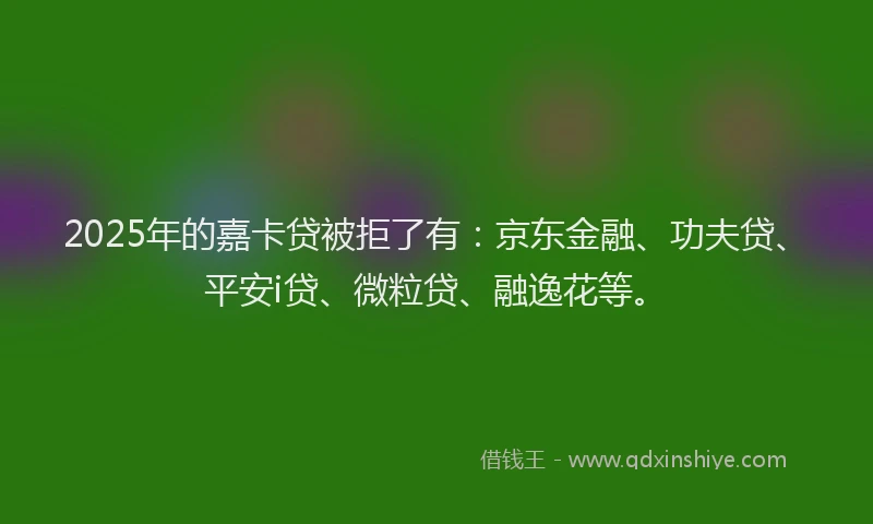 2025年的嘉卡贷被拒了有：京东金融、功夫贷、平安i贷、微粒贷、融逸花等。