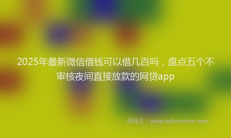 2025年最新微信借钱可以借几百吗，盘点五个不审核夜间直接放款的网贷app