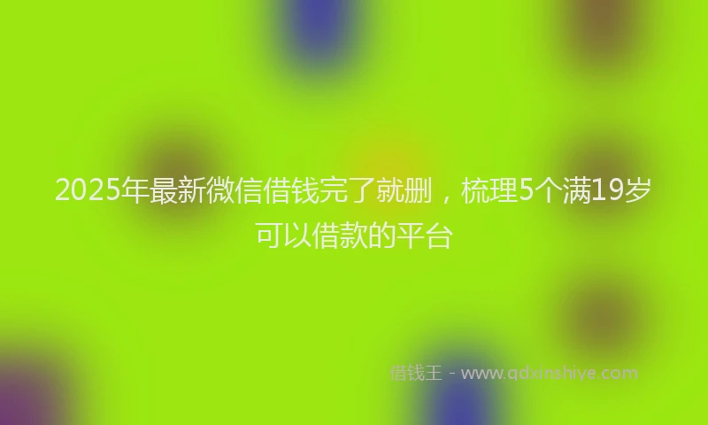 2025年最新微信借钱完了就删，梳理5个满19岁可以借款的平台